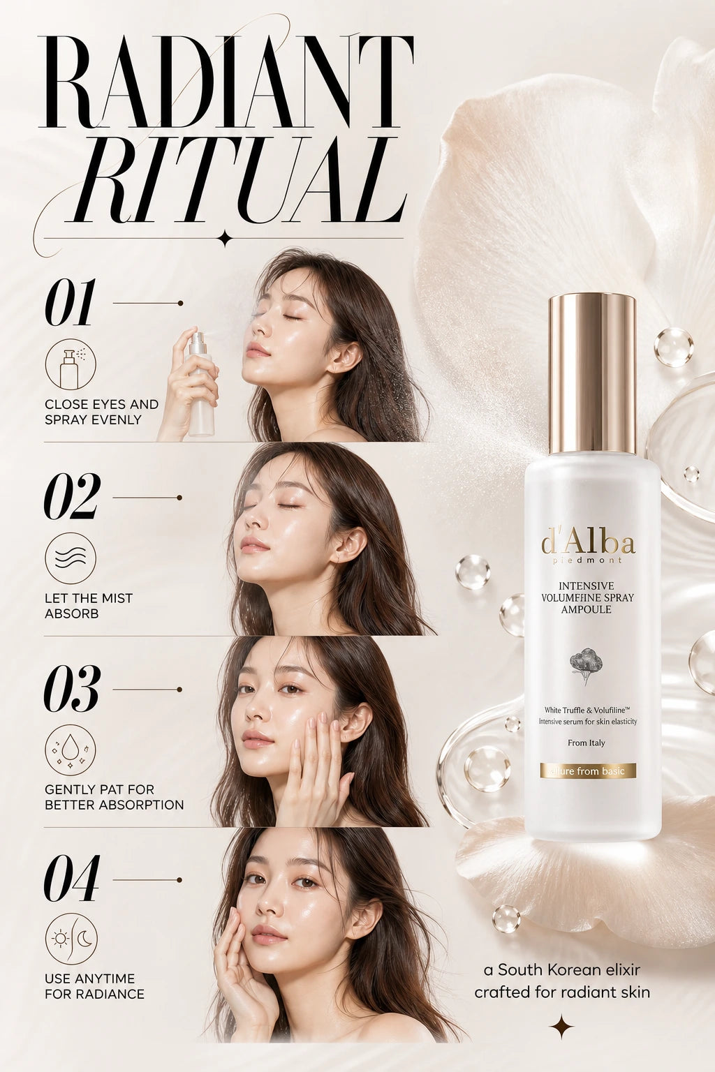 Intensive Volufiline Mist Ampoule for Radiant Glass Skin | d'Alba | d'Alba Intensive Mist Ampoule - Handcrafted Luxury Elixir