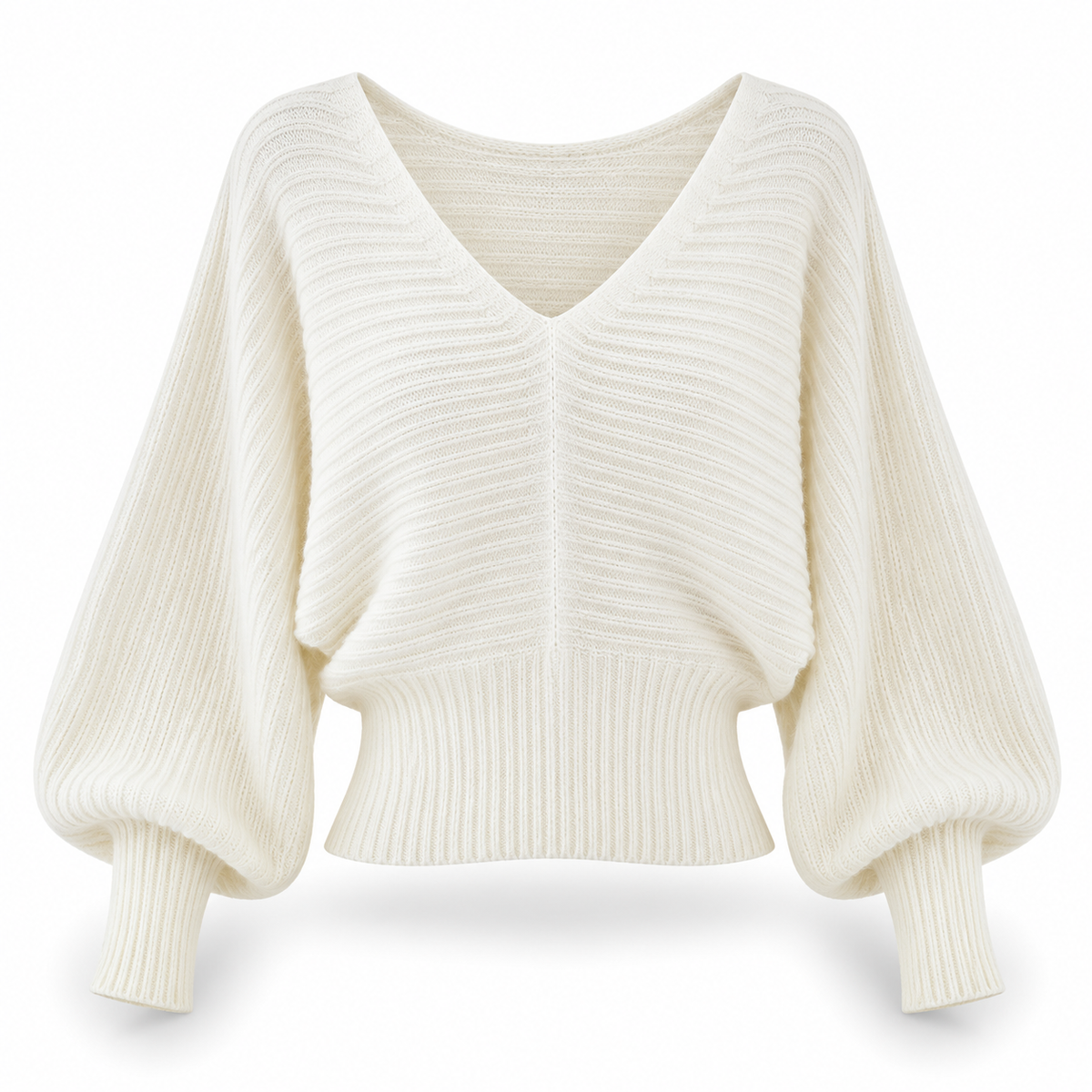 Sweetheart V-Neck Ribbed Knit Sweater | ULZZANG BELLA