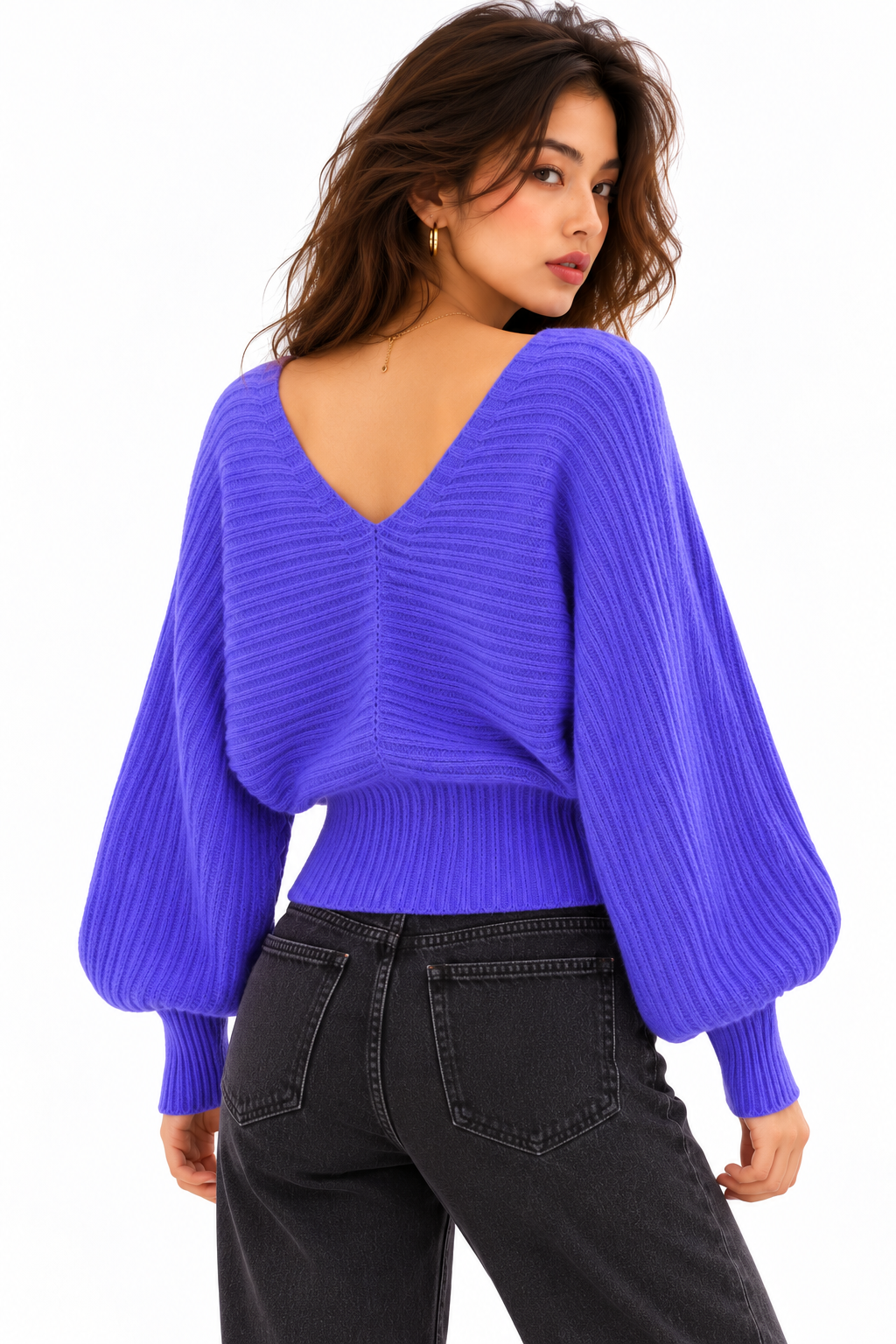 Sweetheart V-Neck Ribbed Knit Sweater | ULZZANG BELLA