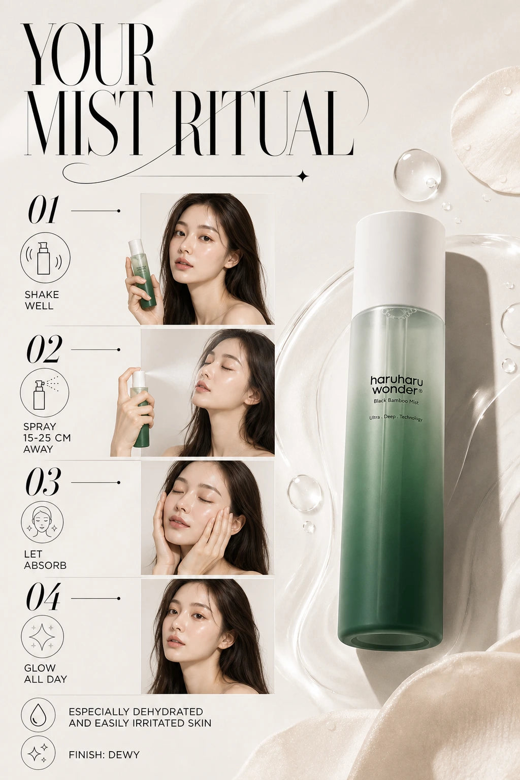 Luminous Hydration Mist with Black Bamboo Extract | Haruharu Wonder | Haruharu Wonder Luminous Hydration Mist - Artisanal Luxury Essence