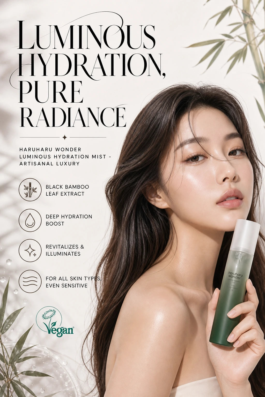 Luminous Hydration Mist with Black Bamboo Extract | Haruharu Wonder | Haruharu Wonder Luminous Hydration Mist - Artisanal Luxury Essence