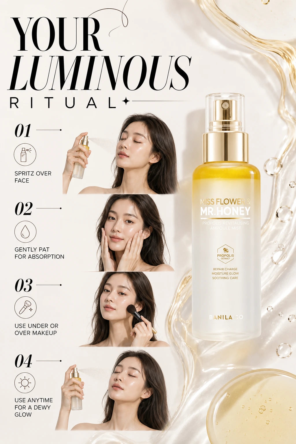 Luminous Propolis Revitalising Ampoule Mist | Banila Co | Banila Co Luminous Propolis Ampoule Mist - Couture Hydration