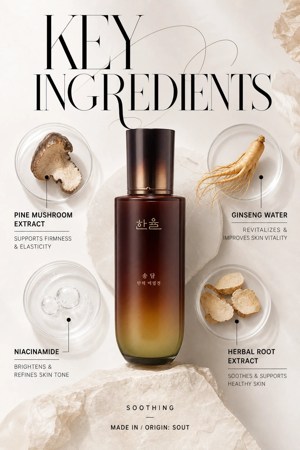 Luxurious Firming Emulsion with Ginseng & Pine Extracts | HANYUL | HANYUL Song Dam Firming Emulsion - Artisanal Anti-Aging Cream