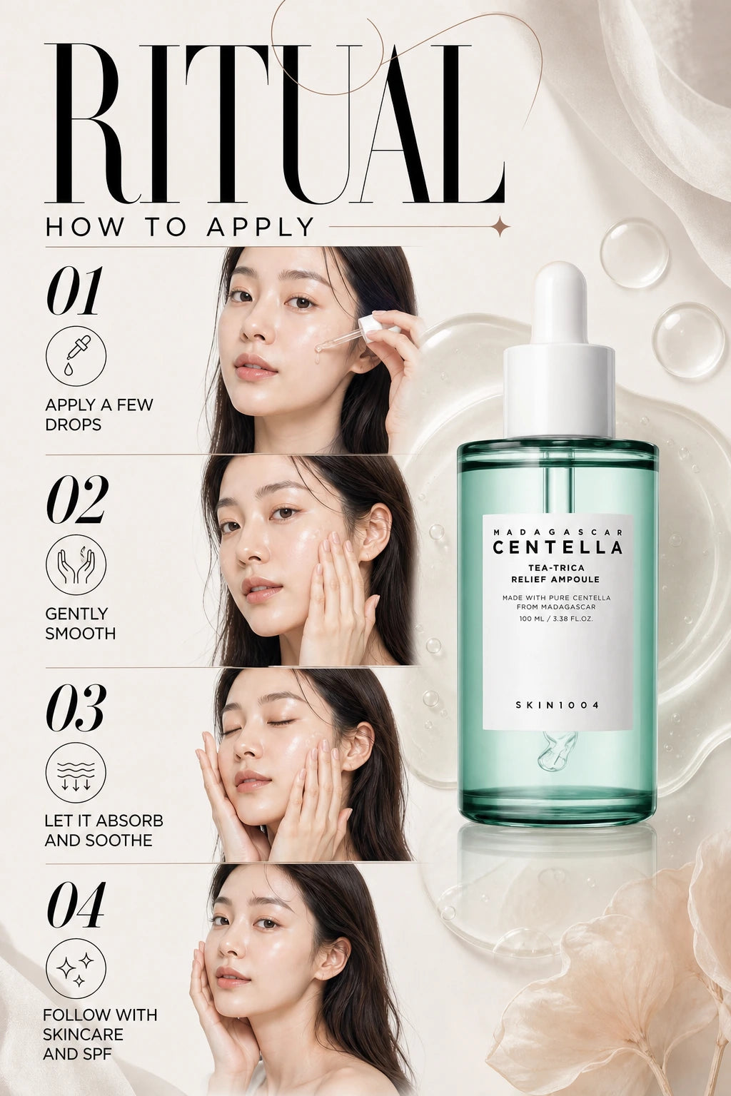 Madagascar Centella Tea-Trica Relief Ampoule - 2 Size | SKIN1004 | SKIN1004 Madagascar Centella Relief Serum - Artisanal Luxury