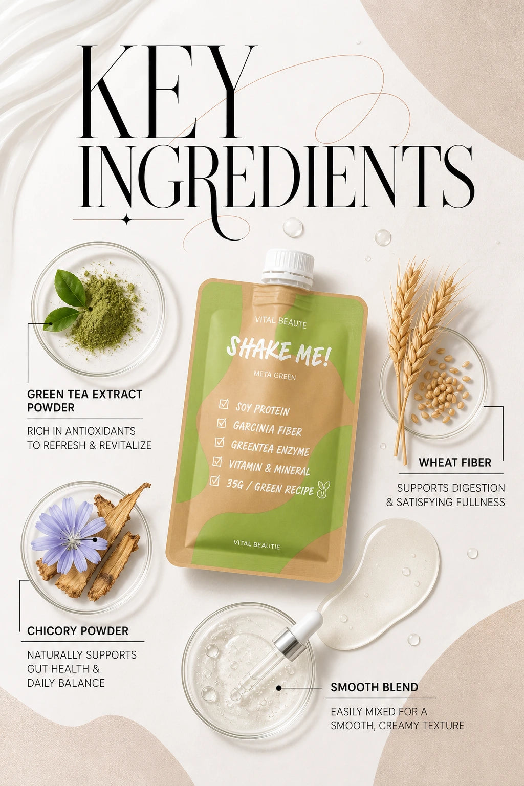 Meta Green Shake Me | Vital Beautie | Vital Beautie Nutritional Shake - Artisanal Luxury Wellness
