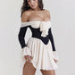 Elegant Strapless Flare Sleeve Mini Dress for Women | ULZZANG BELLA