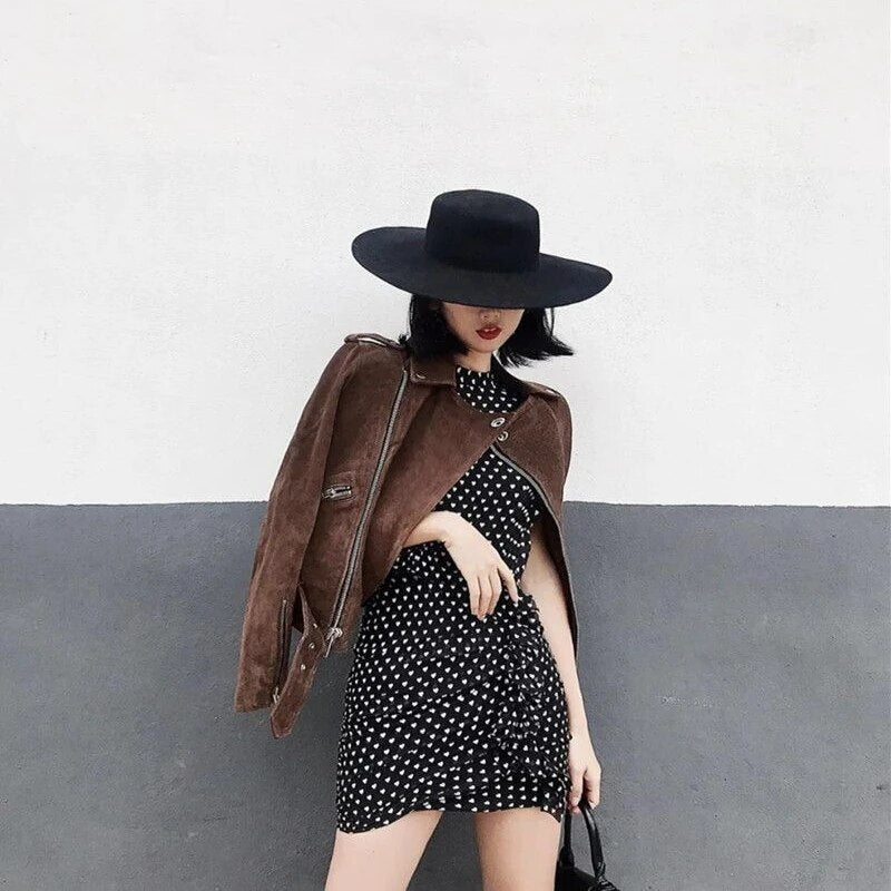 European Navy Blue Wool Fedora Retro Hat for Women | ULZZANG BELLA