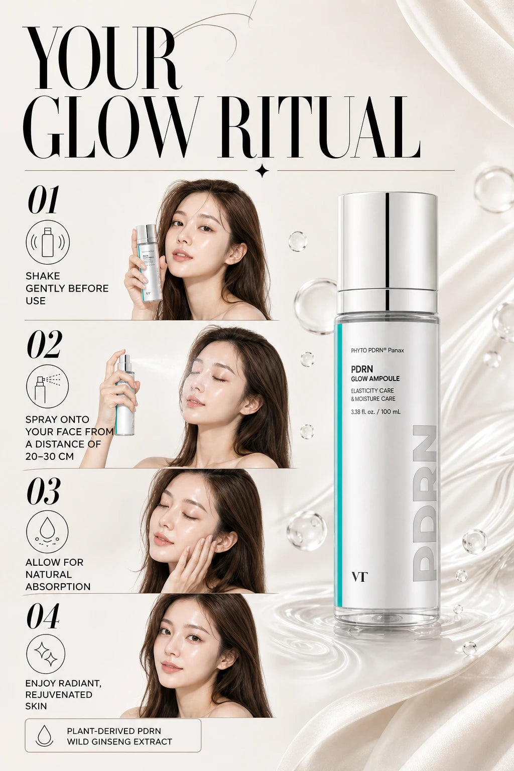 PDRN Glow Ampoule 100ml | VT Cosmetics | VT Cosmetics PDRN Glow Ampoule - Handcrafted Luxury Serum