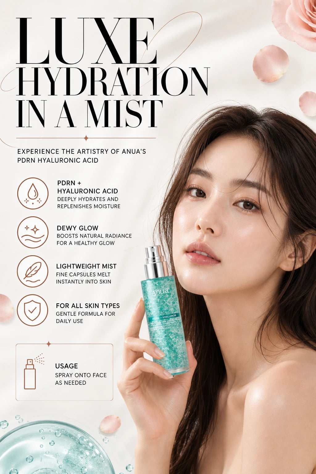 PDRN Hyaluronic Acid Hydrating Capsule Mist | Anua | Anua PDRN Hydrating Mist - Artisanal Luxury Hydration