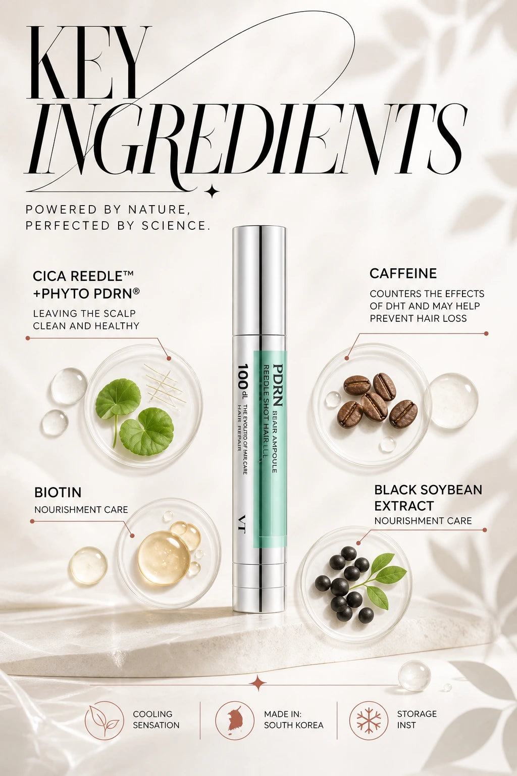 PDRN Reedle Shot Hair Ampoule 100dL | VT Cosmetics | VT Cosmetics PDRN Reedle Shot Hair Serum, Luxurious Artisanal Care
