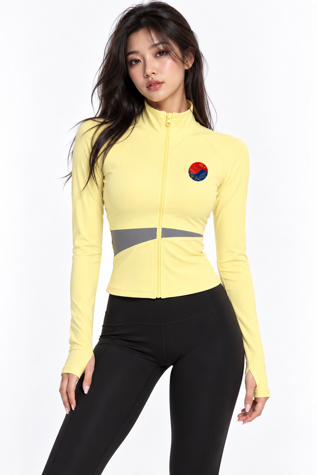 Korean Dragon Paneled Cropped Yoga Jacket | ULZZANG BELLA