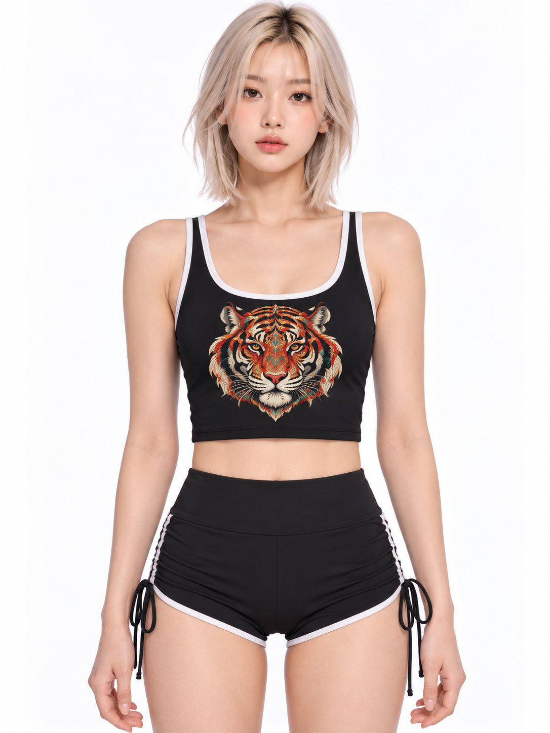 ULZZANG BELLA Seoul Tiger Color Block Yoga Tank - Empower Your Movement