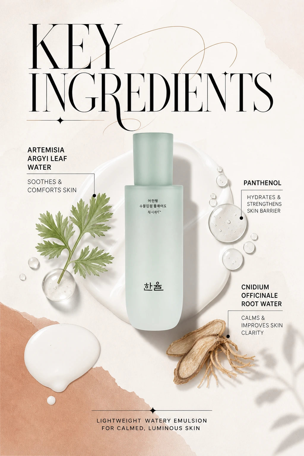 Pure Artemisia Watery Calming Emulsion for Luminous Skin | HANYUL | HANYUL Pure Artemisia Calming Emulsion - Artisanal Luxury Hydration