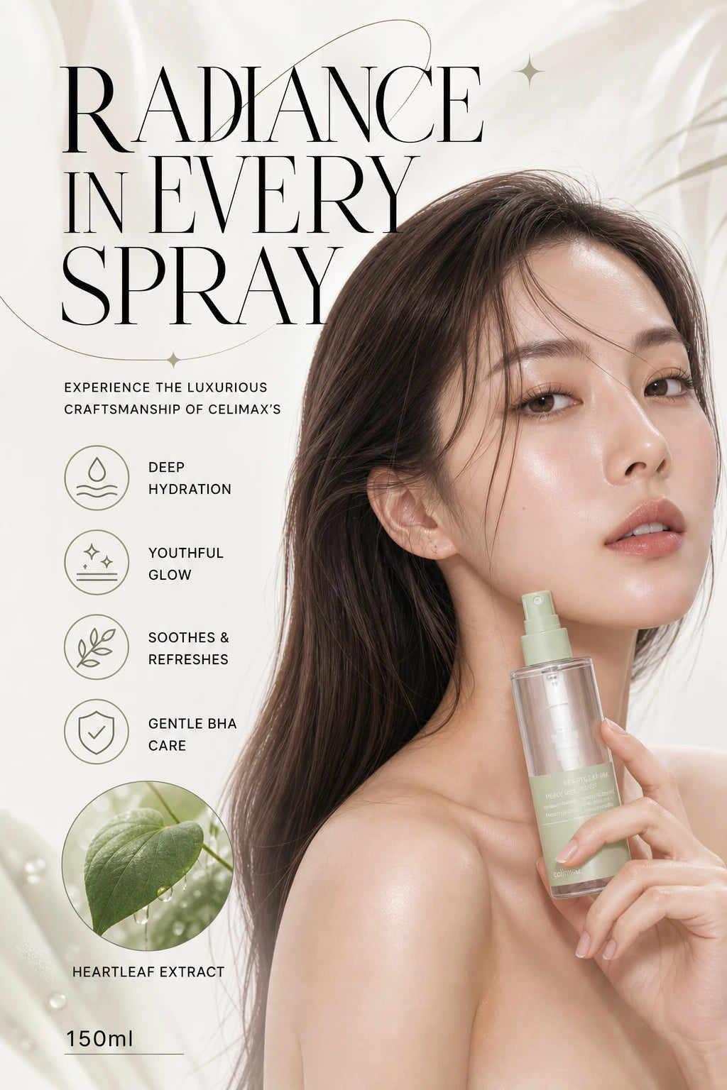 Radiant Heartleaf BHA Body Mist for Youthful Glow | Celimax | Celimax Heartleaf BHA Body Mist - Artisanal Luxury Hydration