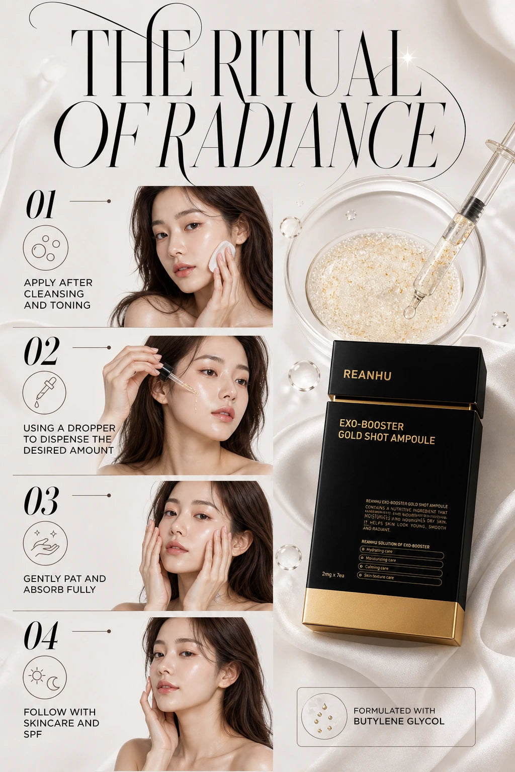 Reanhu Exo-Booster Goldshot Ampoule 2mg 7ea | Dr.Petit | Dr.Petit Exo-Booster Goldshot Ampoule - Artisanal Luxury Serum