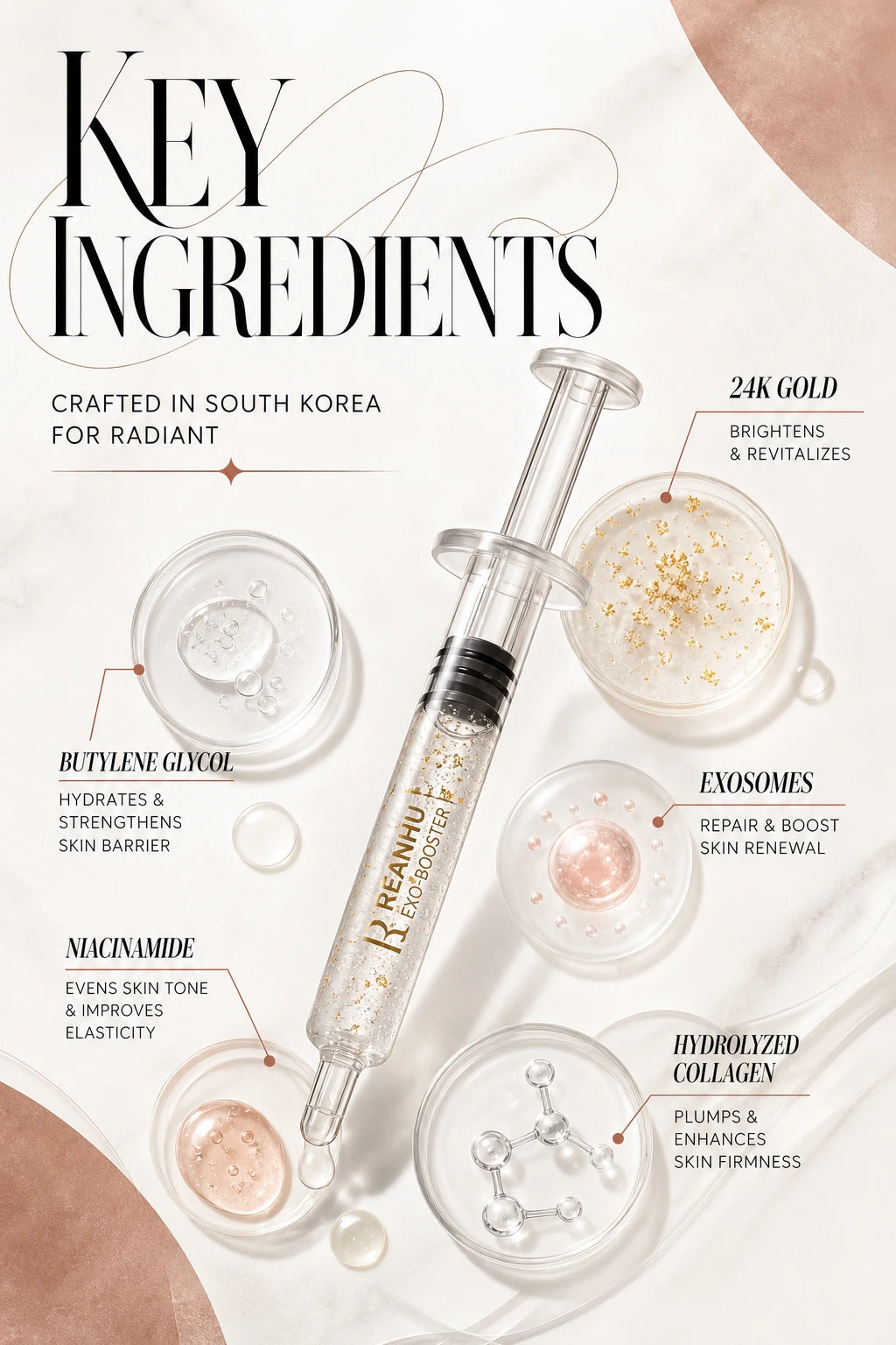Reanhu Exo-Booster Goldshot Ampoule 2mg 7ea | Dr.Petit | Dr.Petit Exo-Booster Ampoule | Couture Luxury Serum 24K Gold