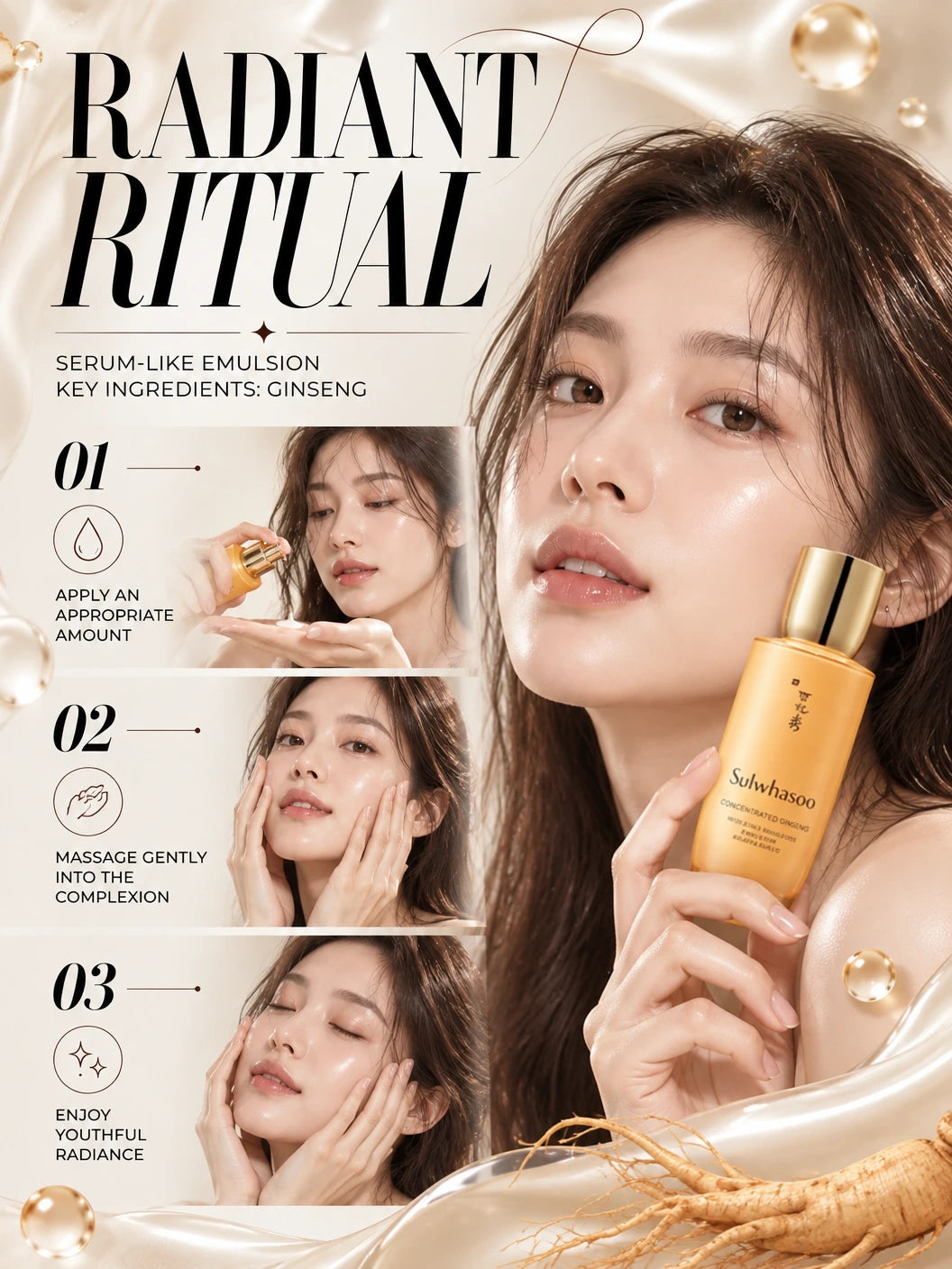 Revitalising Ginseng Emulsion EX for Youthful Radiance | Sulwhasoo | Sulwhasoo Revitalising Ginseng Emulsion EX - Artisanal Serum