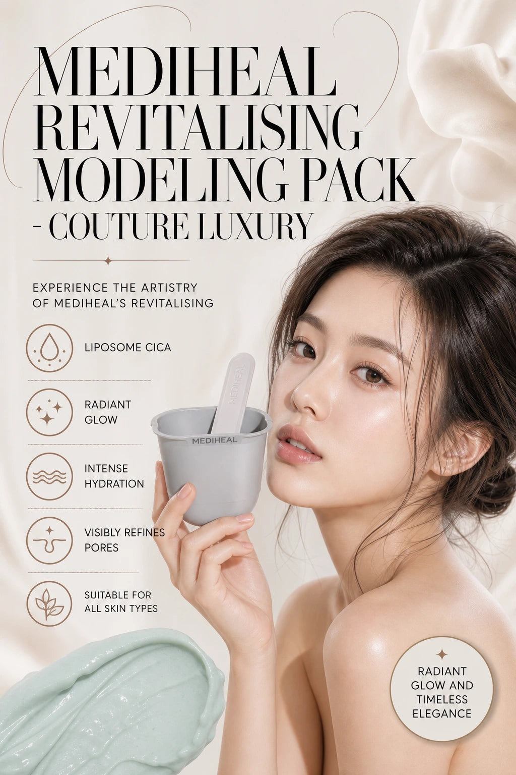 Revitalising Madecassoside Derma Modeling Pack for Youthful Glass Skin | MEDIHEAL | MEDIHEAL Revitalising Modeling Pack - Couture Luxury Treatment