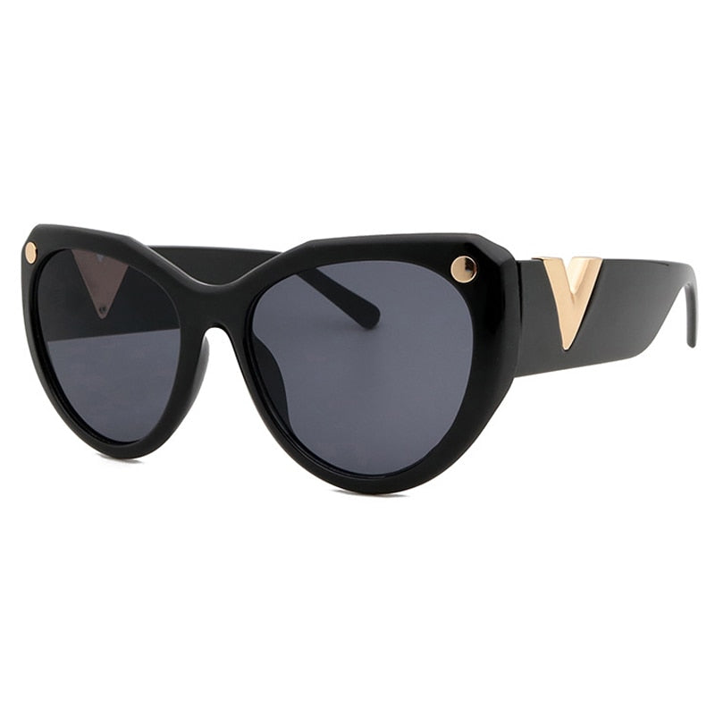 Luxury Oversized V-Shaped Cat Eye Sunglasses for Women | ULZZANG BELLA