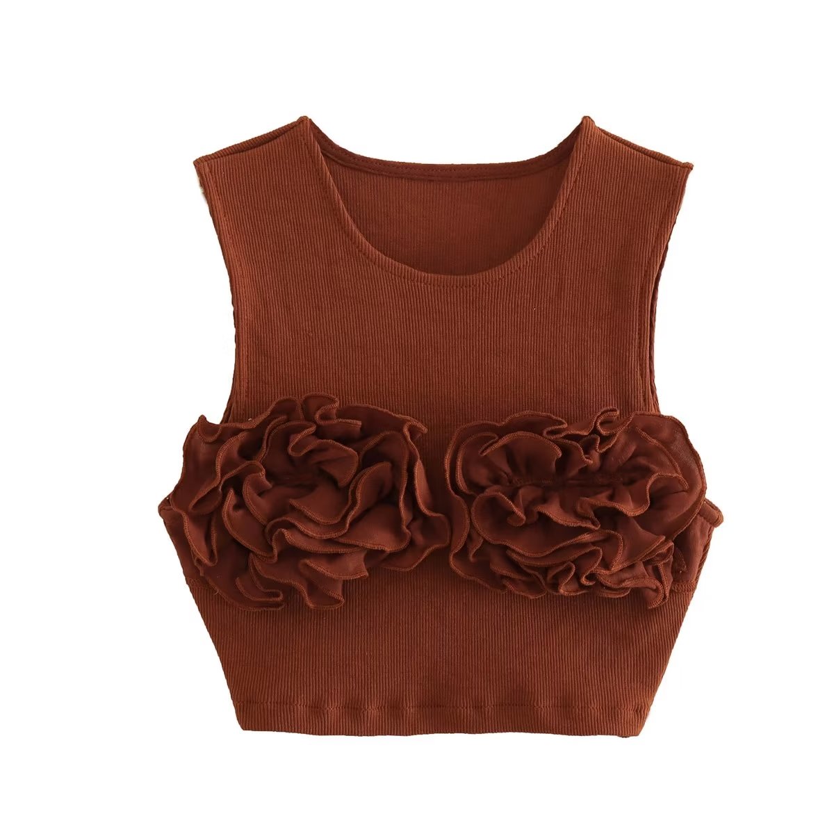 Flirty Chic Ruffled Edge Sleeveless Crop Top for Women | ULZZANG BELLA