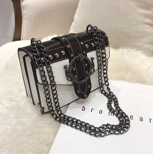 European PU Leather Lock Chain Shoulder Handbag for Women | ULZZANG BELLA