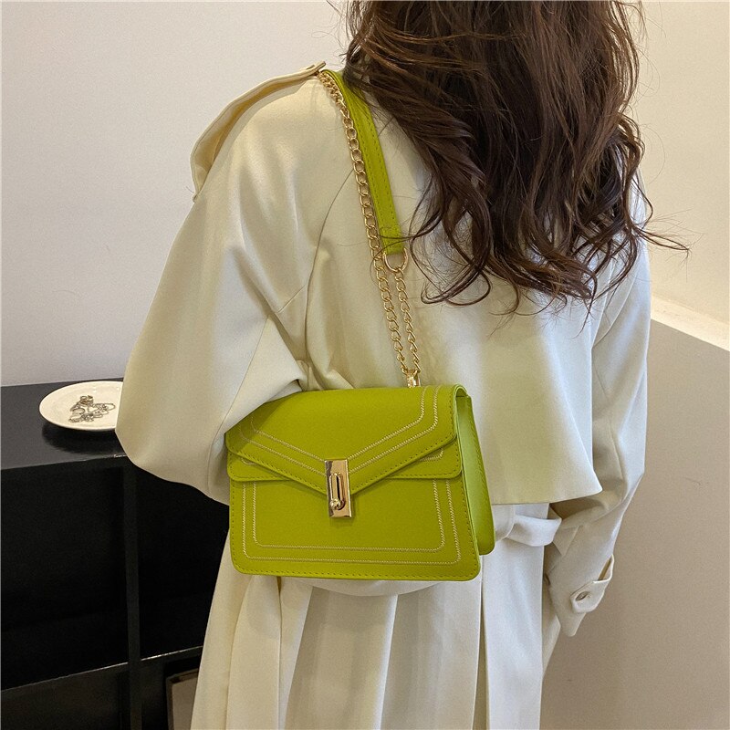 Designer PU Leather Chain Crossbody Handbag for Women | ULZZANG BELLA