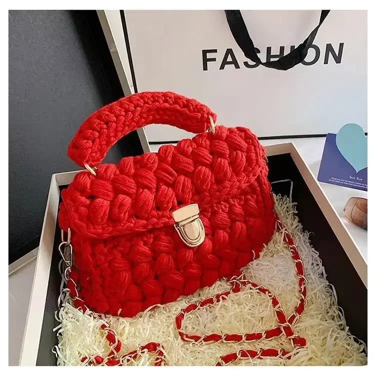 Lucienne Woven Chain-Strap Crossbody Handbag | ULZZANG BELLA