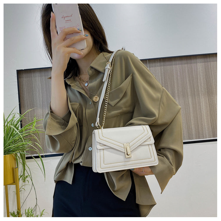 Designer PU Leather Chain Crossbody Handbag for Women | ULZZANG BELLA