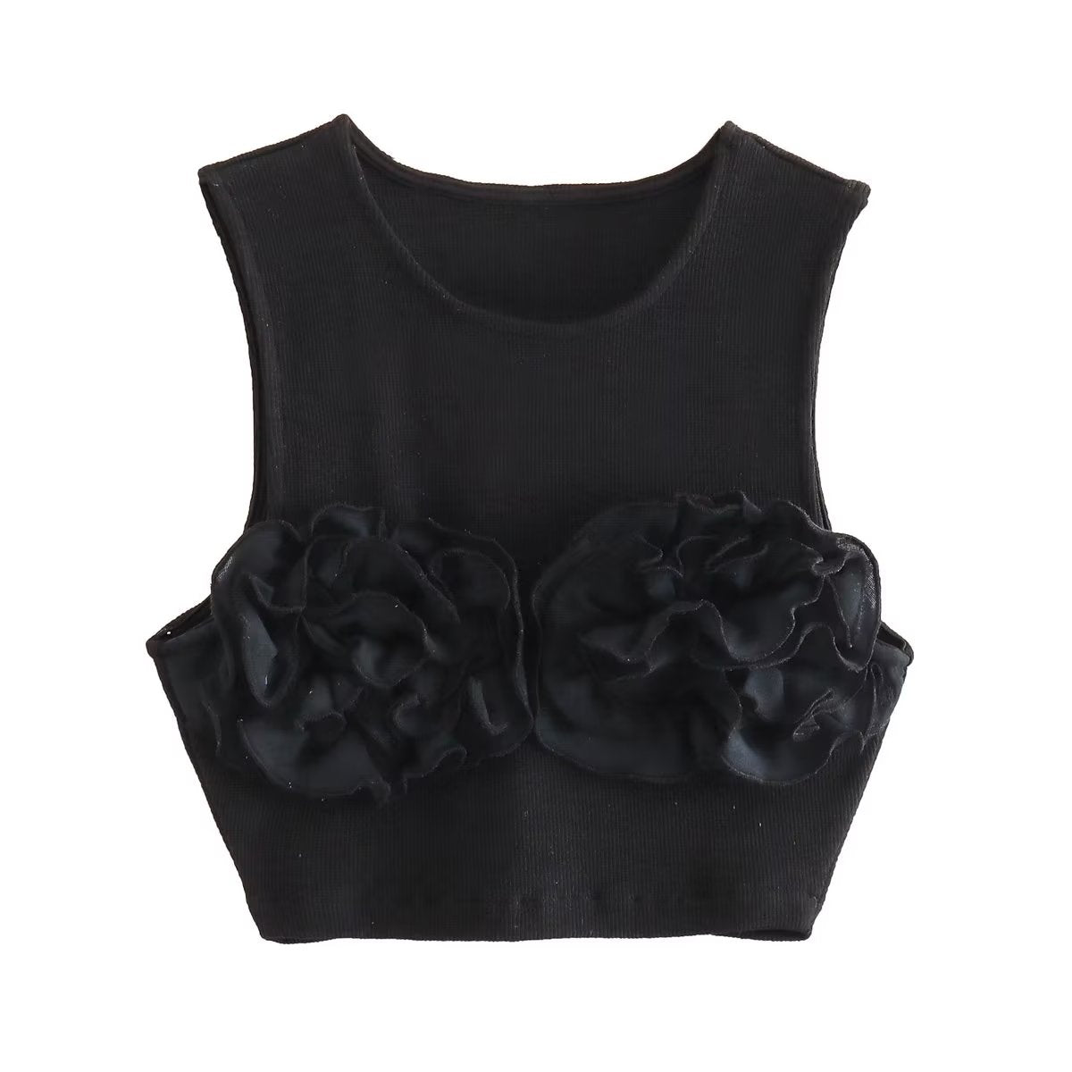 Flirty Chic Ruffled Edge Sleeveless Crop Top for Women | ULZZANG BELLA