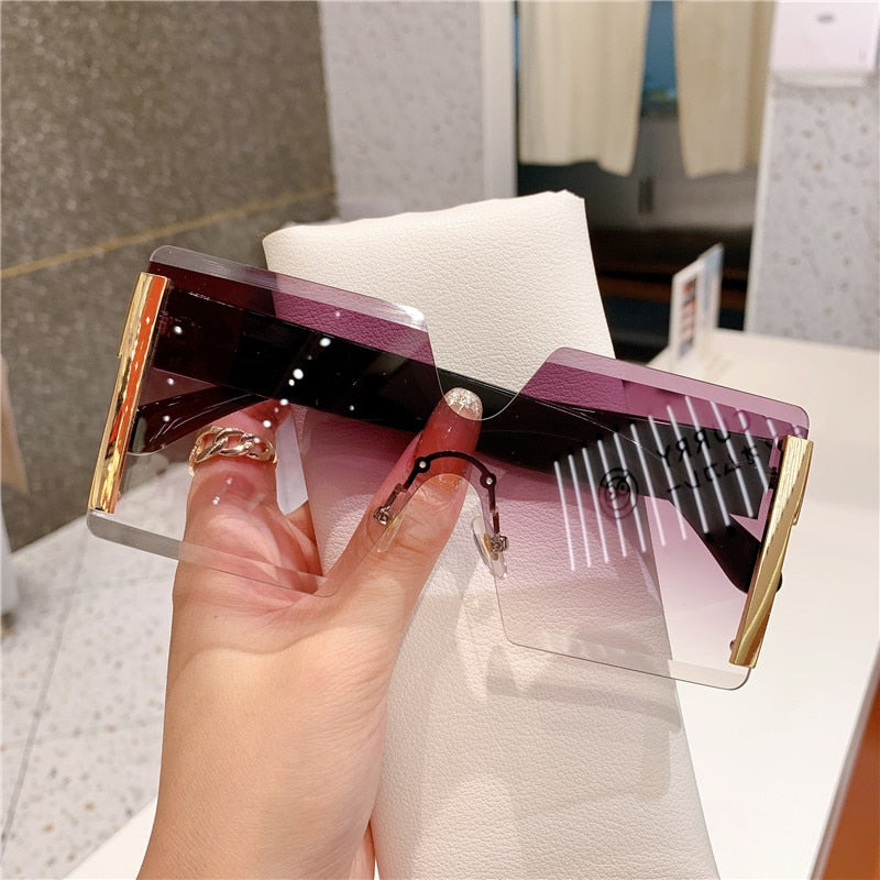 Chic Rimless Gradient Oversized Sunglasses for Women | ULZZANG BELLA