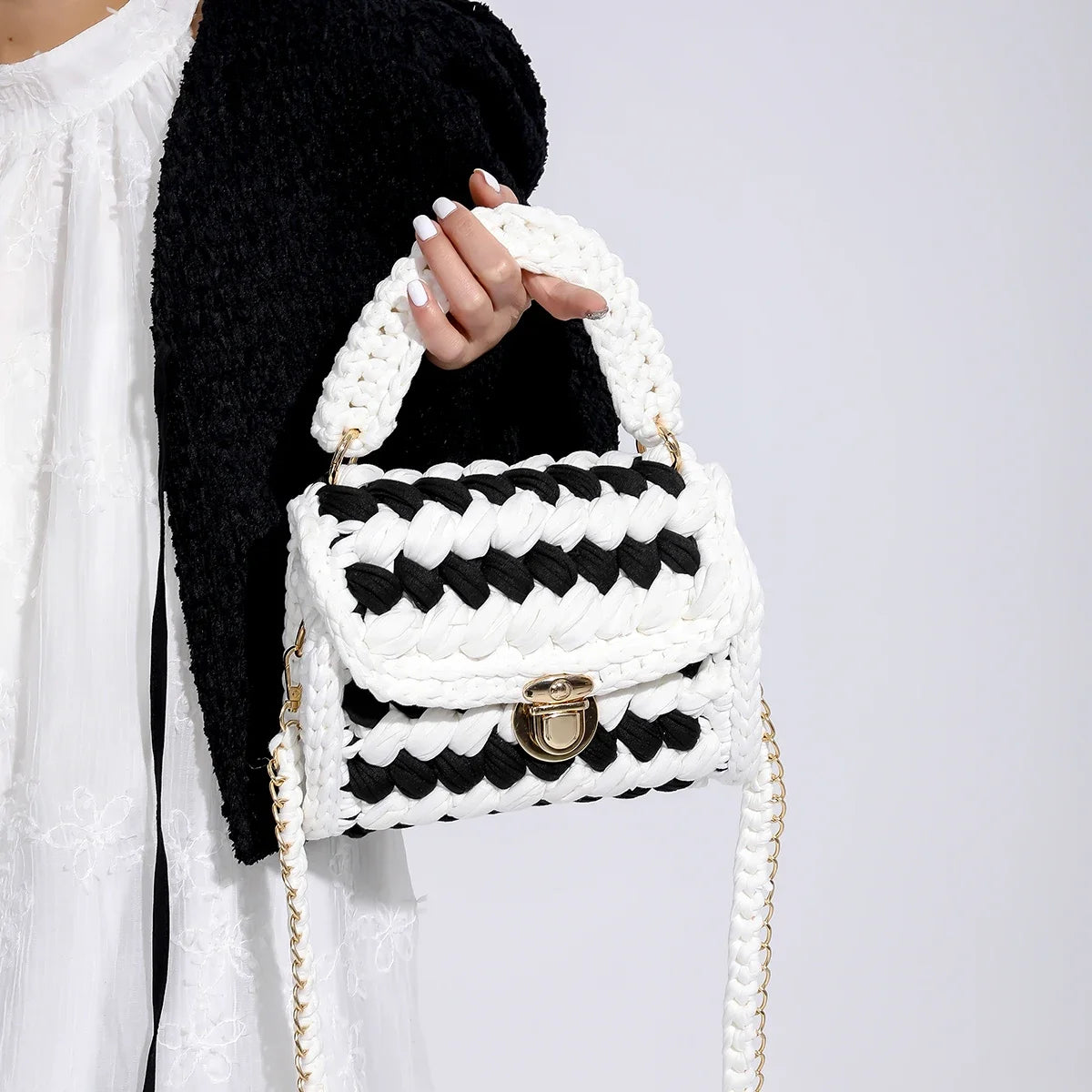 Colette Chunky Woven Top-Handle Shoulder Bag | ULZZANG BELLA