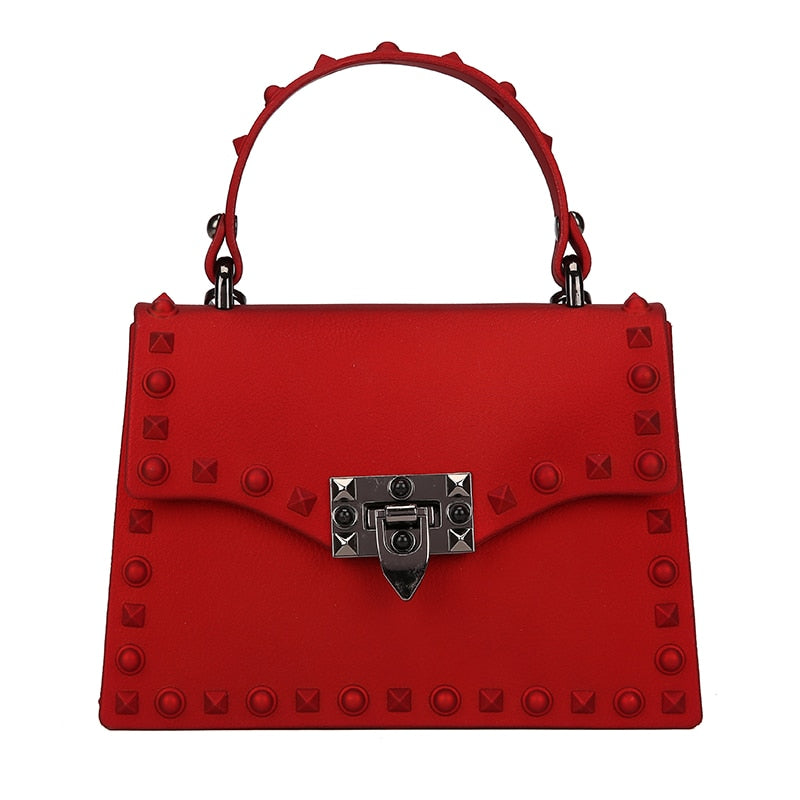 Designer Riveted PVC Shoulder Crossbody Handbag for Women | ULZZANG BELLA