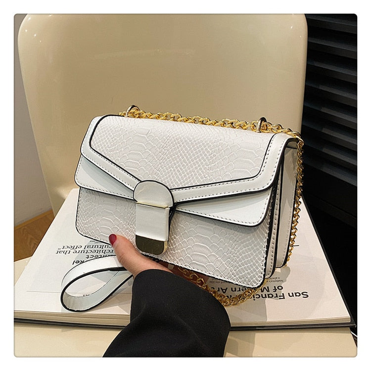 Luxury Python Print Shoulder Chain Handbag for Women | ULZZANG BELLA