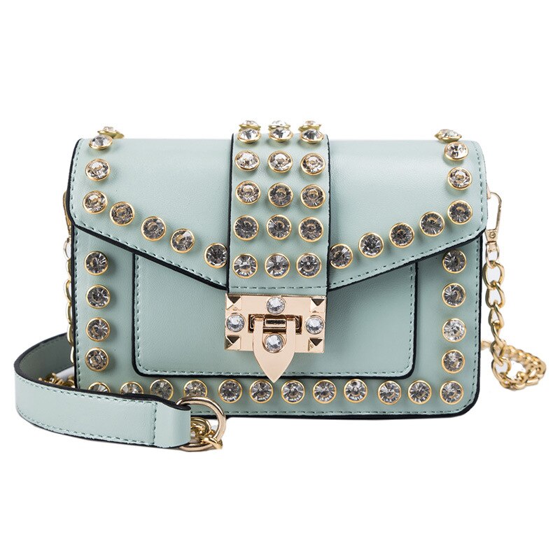 Glamourous Riveted Diamond Leather Clutch Handbag for Women | ULZZANG BELLA