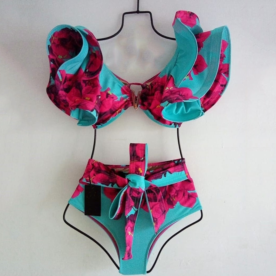 Floral Delight Ruffles Bandage Bikini Set for Women | ULZZANG BELLA