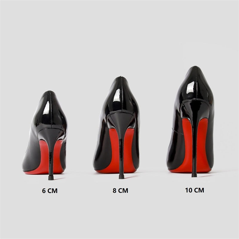 Luxury Red Lacquer Leather High Heel Pumps for Women | ULZZANG BELLA