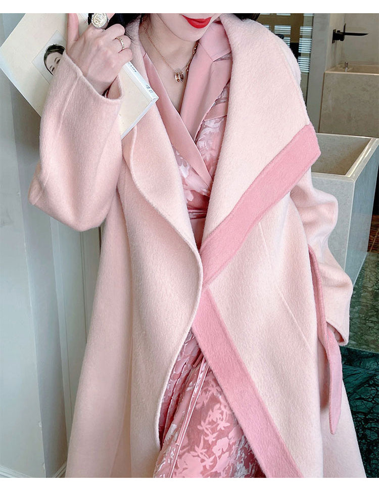 Luxury Designer Patchwork Woolen Autumn/Winter Coat for Women | ULZZANG BELLA