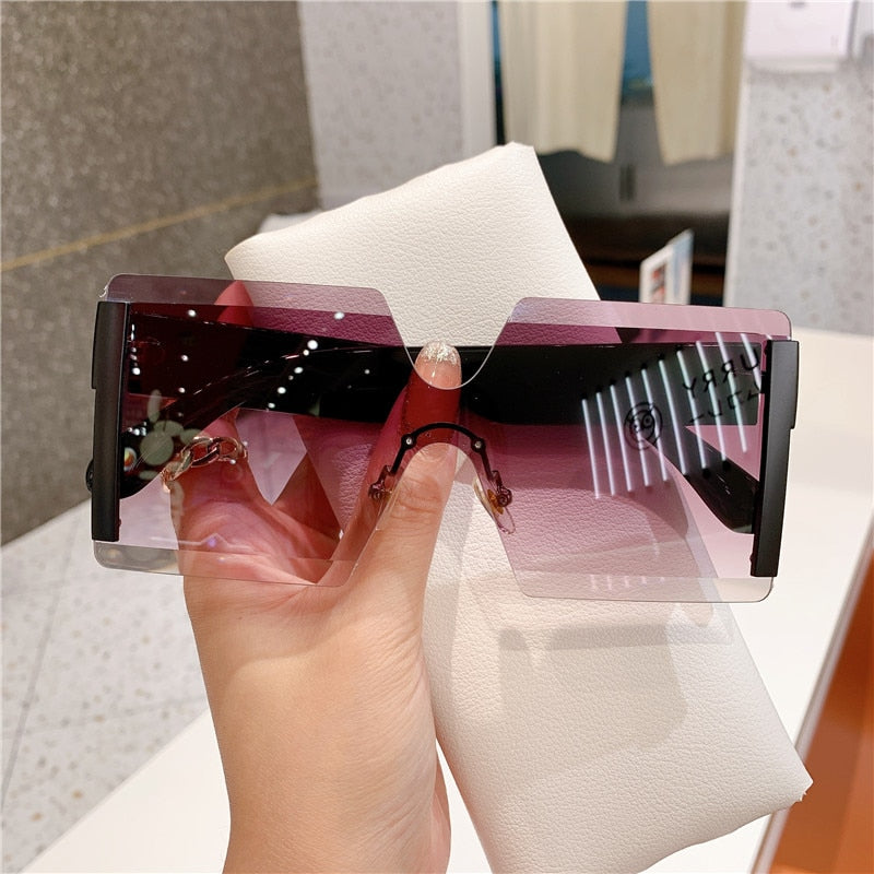 Chic Rimless Gradient Oversized Sunglasses for Women | ULZZANG BELLA