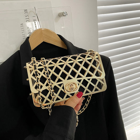 Shimmering Golden Goddess Metal Evening Clutch Handbag for Women | ULZZANG BELLA