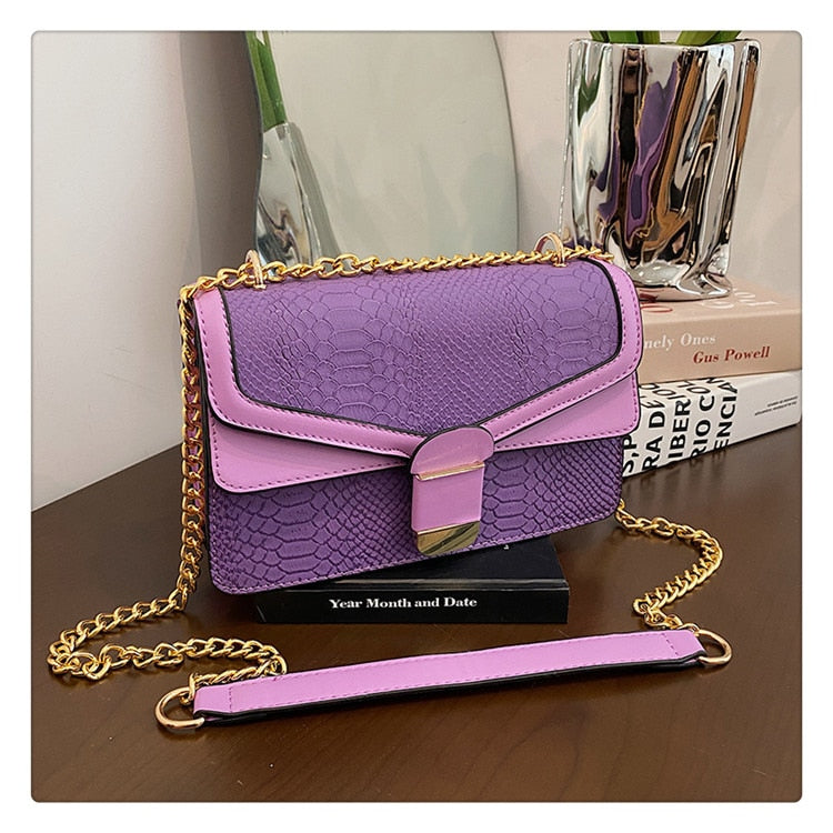 Luxury Python Print Shoulder Chain Handbag for Women | ULZZANG BELLA