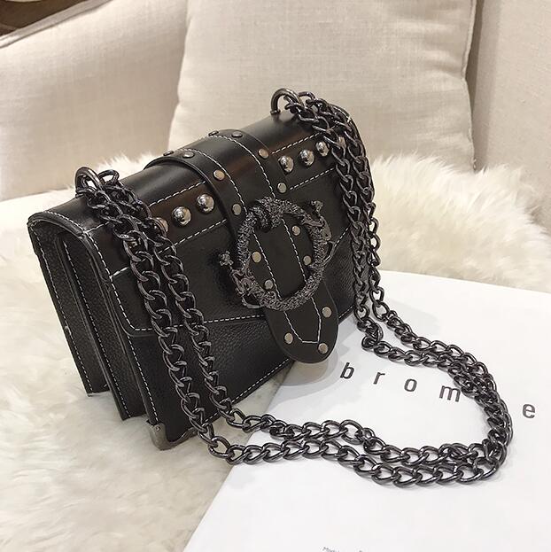 European PU Leather Lock Chain Shoulder Handbag for Women | ULZZANG BELLA