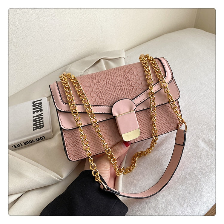 Luxury Python Print Shoulder Chain Handbag for Women | ULZZANG BELLA