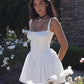 Chic Pleated Backless White A-Line Dress Miniskirt for Women | ULZZANG BELLA
