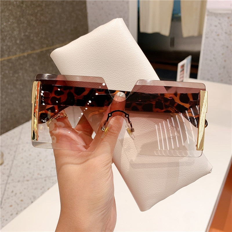 Chic Rimless Gradient Oversized Sunglasses for Women | ULZZANG BELLA