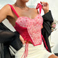 French Floral Dreams Backless Bustier Corset for Women | ULZZANG BELLA