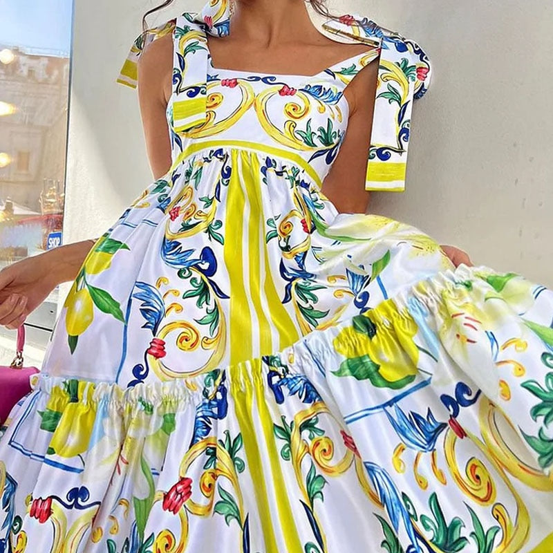 European Lace-Up Sleeveless Maxi Dress for Women | ULZZANG BELLA
