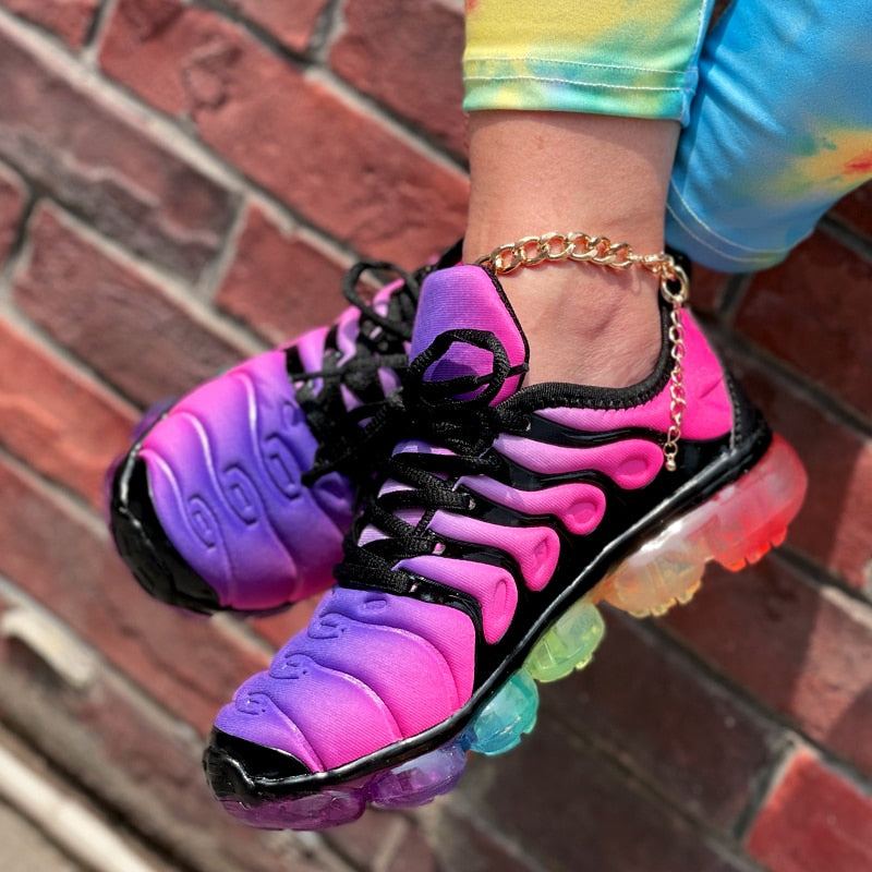 Rainbow Gradient Running and Hiking Sneakers for Women | ULZZANG BELLA