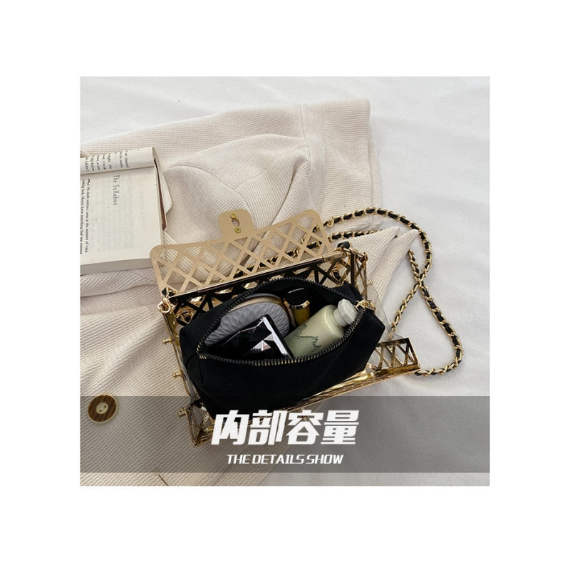 Shimmering Golden Goddess Metal Evening Clutch Handbag for Women | ULZZANG BELLA