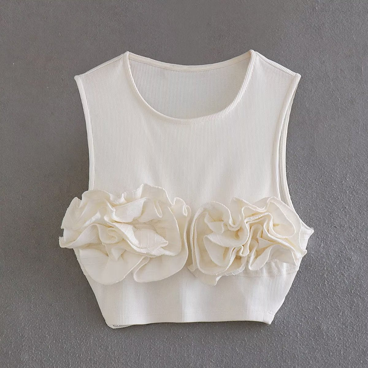 Flirty Chic Ruffled Edge Sleeveless Crop Top for Women | ULZZANG BELLA