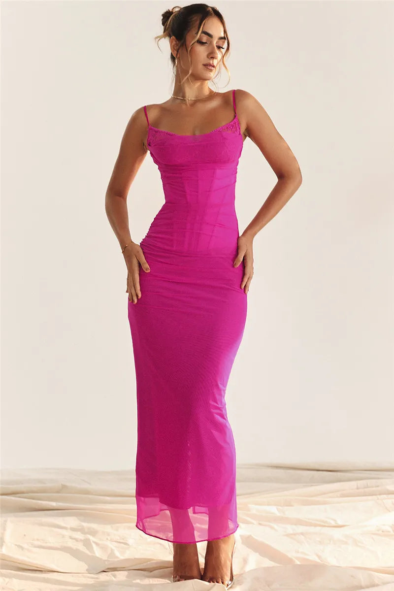 Stunning Spaghetti Strap Backless Maxi Dress for Women | ULZZANG BELLA